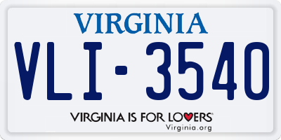 VA license plate VLI3540