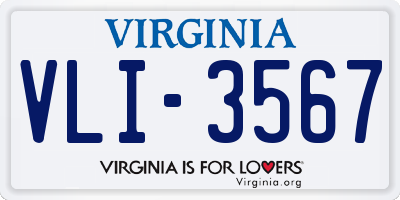 VA license plate VLI3567