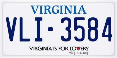 VA license plate VLI3584