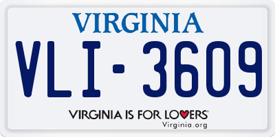 VA license plate VLI3609