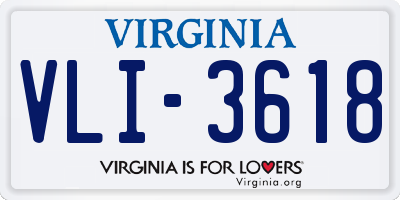 VA license plate VLI3618