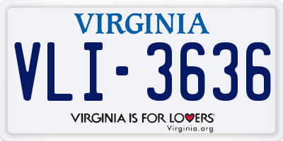VA license plate VLI3636