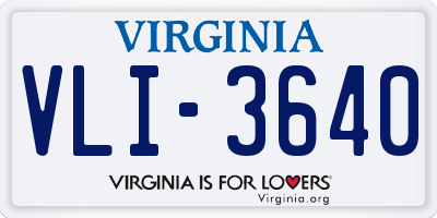 VA license plate VLI3640