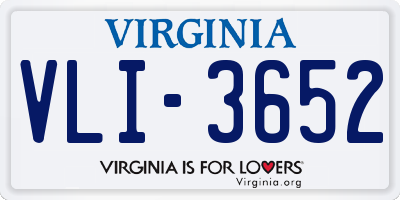 VA license plate VLI3652