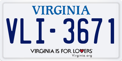 VA license plate VLI3671