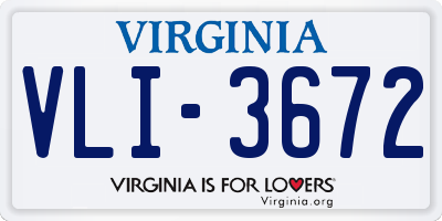 VA license plate VLI3672