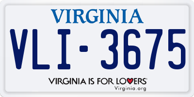 VA license plate VLI3675