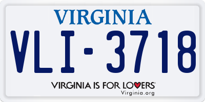 VA license plate VLI3718