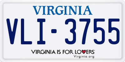 VA license plate VLI3755