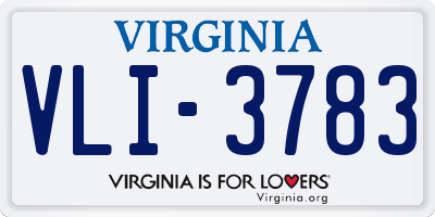 VA license plate VLI3783