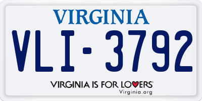 VA license plate VLI3792