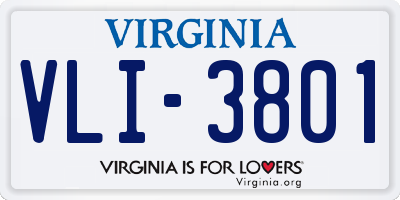 VA license plate VLI3801