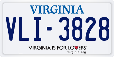 VA license plate VLI3828