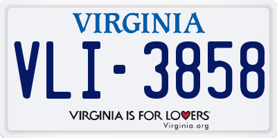 VA license plate VLI3858