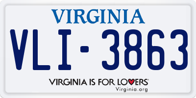 VA license plate VLI3863