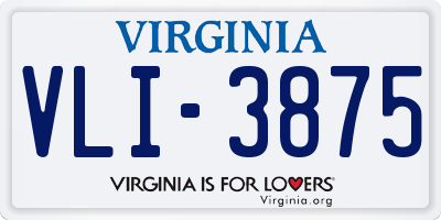 VA license plate VLI3875