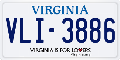 VA license plate VLI3886