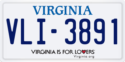 VA license plate VLI3891
