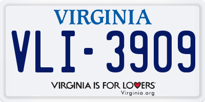 VA license plate VLI3909