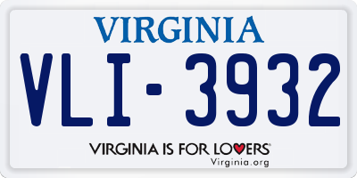 VA license plate VLI3932