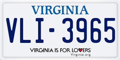VA license plate VLI3965
