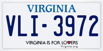 VA license plate VLI3972