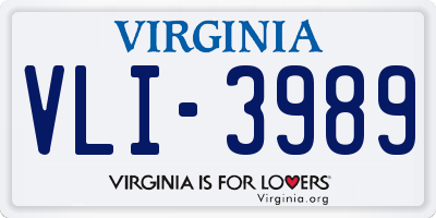 VA license plate VLI3989