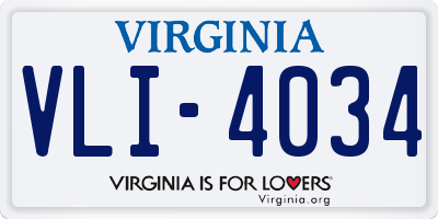 VA license plate VLI4034