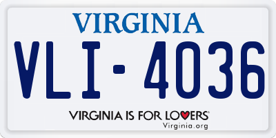 VA license plate VLI4036