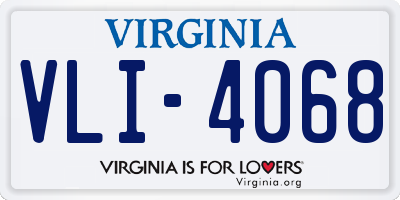 VA license plate VLI4068