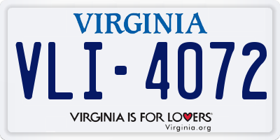 VA license plate VLI4072