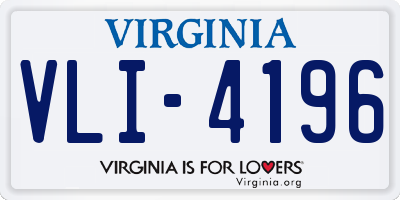VA license plate VLI4196
