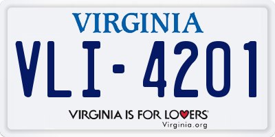 VA license plate VLI4201