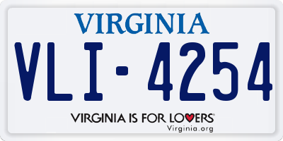 VA license plate VLI4254