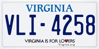 VA license plate VLI4258