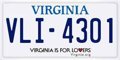 VA license plate VLI4301