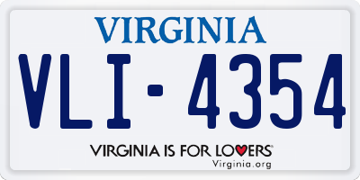 VA license plate VLI4354