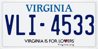 VA license plate VLI4533