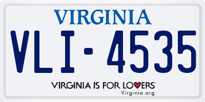 VA license plate VLI4535