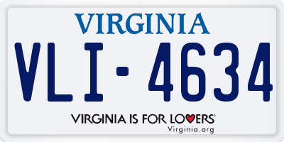 VA license plate VLI4634