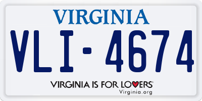 VA license plate VLI4674