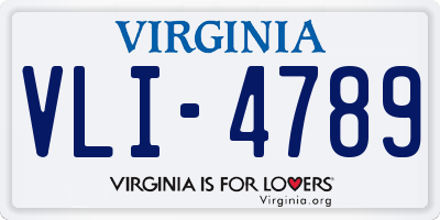 VA license plate VLI4789