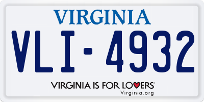 VA license plate VLI4932
