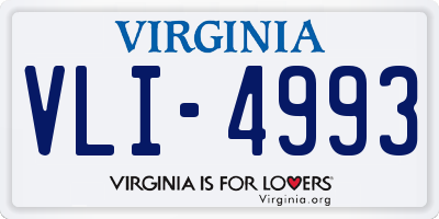 VA license plate VLI4993