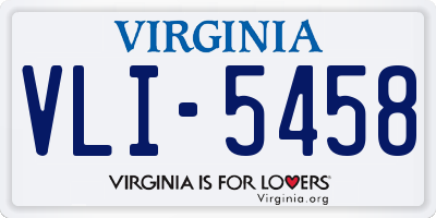 VA license plate VLI5458