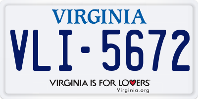 VA license plate VLI5672