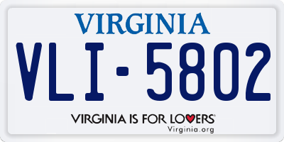 VA license plate VLI5802