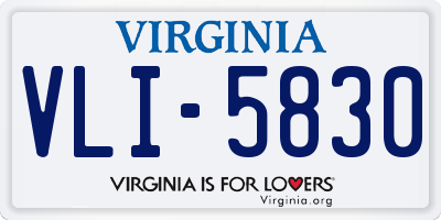 VA license plate VLI5830