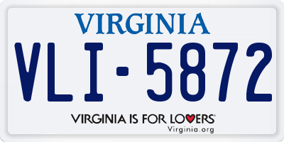 VA license plate VLI5872