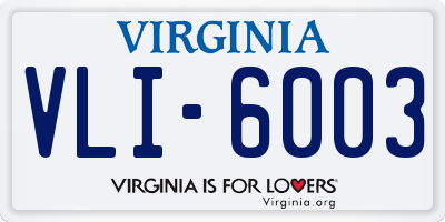 VA license plate VLI6003